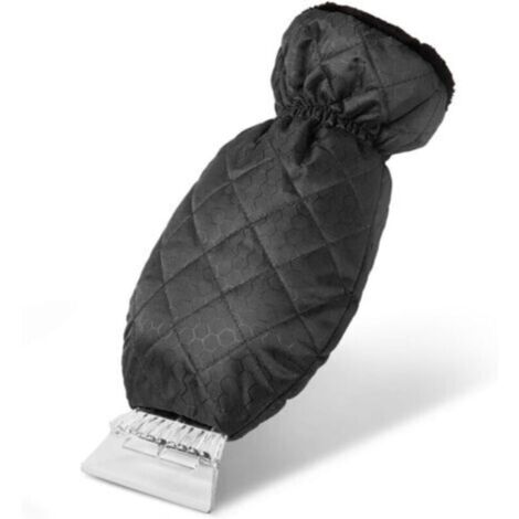 Gant grattoir à glace et à neige pour pare-brise, doublé de polaire de qualité et imperméable, pour voiture, 1 paquet (noir)
