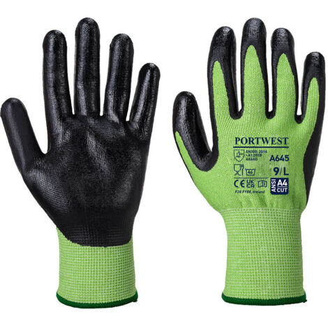 Gant GreenCut mousse nitrile coupure D couleur : Vert/Noir taille L - PORTWEST