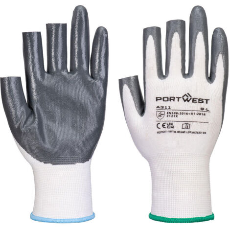 Gant Grip 13 En Nitrile (12 Paires) - Taille L - Blanc/gris - Portwest