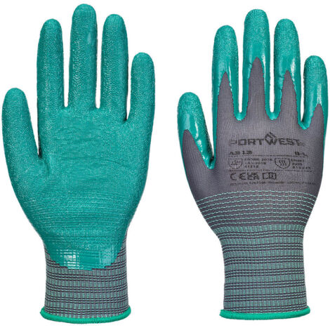 Gant Grip 15 En Nitrile (pk12) - Taille S - Gris /vert - Portwest