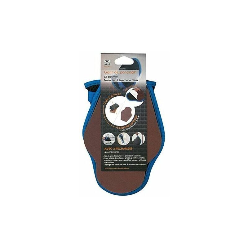 SEA - Gant de ponçage handfix tout en 1 + assortiment 3 abrasifs