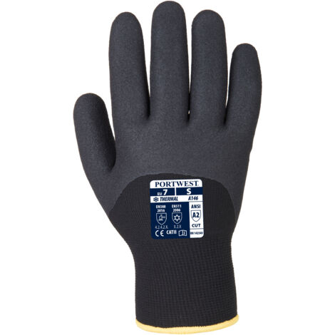 Portwest – Gants anti-chaleur hiver taille 9 – Protection thermique jusqu'à 250°C – Doublure respirante – Nitrile sablé pour meilleure dextérité