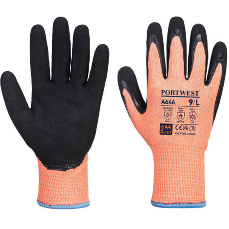 Gant Hiver Vis-Tex HR Cut nitrile couleur : Orange/Noir taille XL - PORTWEST