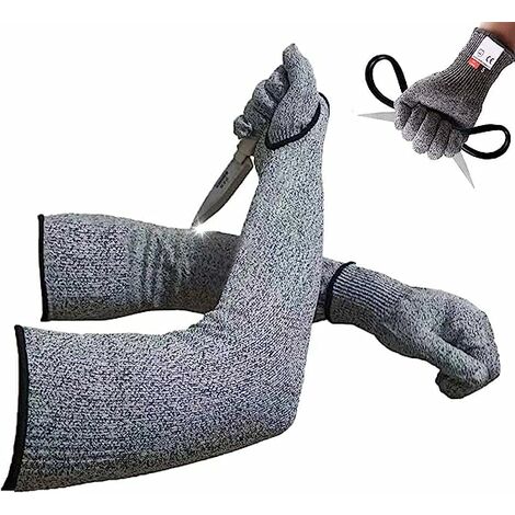 Gant huitre anti coupure，Manchon anti coupure protection avant bras，CE EN388 niveau 5 de protection，Combinaison anti coupure pour potager (une paire de gants, une paire de manches)