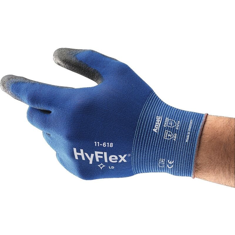 Ansell - Gant HyFlex® 11-618 Taille 9 bleu/noir nylon avec polyuréthane EN 388
