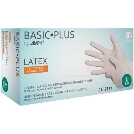 Gant jetable Basic Plus taille XL beige clair Latex EN 455 catégorie EPI I 100 p