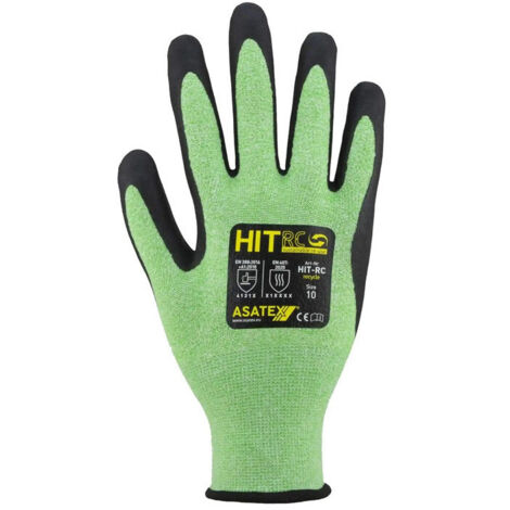 Gant maille fine HIT-RC taille 8 vert/noir EN 388/EN 407/EN ISO 21420 PSA II (Par 12)