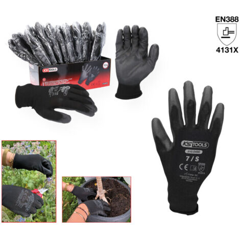 Gant maille fine MICRO KS Tools, noirs, 12 paires 7 12 pièces
