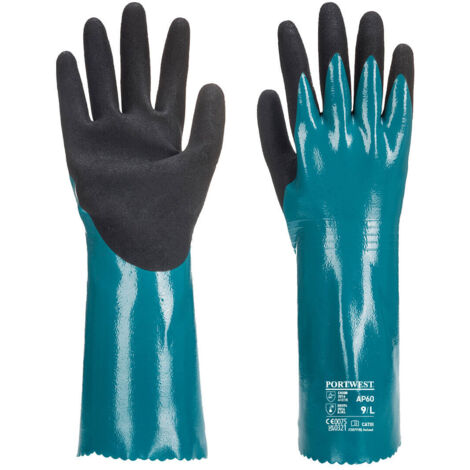 Gant manchette Sandy Grip Lite couleur : Bleu/Noir taille XXL - PORTWEST
