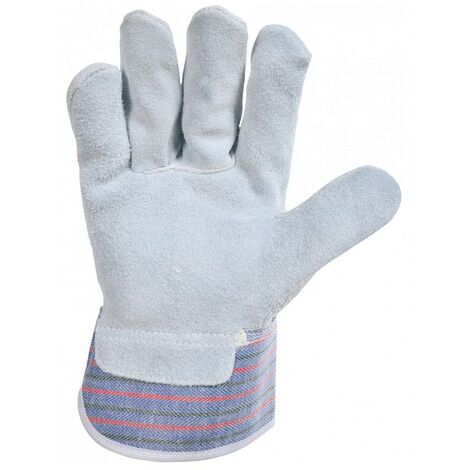 Gant manutention Lourde SINGER Taille 10 Cuir croute de bovin Paume doublée Manchette caoutchoutée