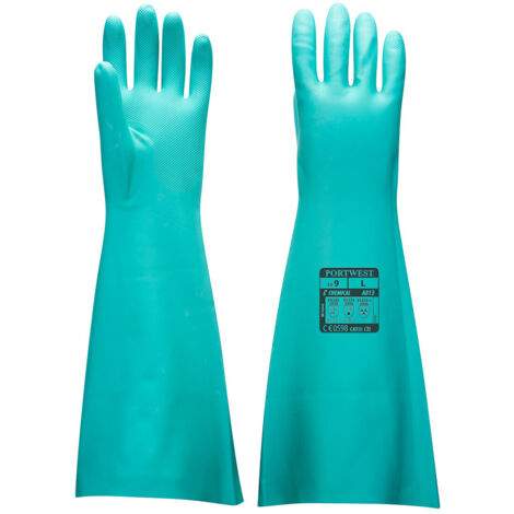 Gant Nitrile Extra-Long  couleur : Vert taille L - PORTWEST