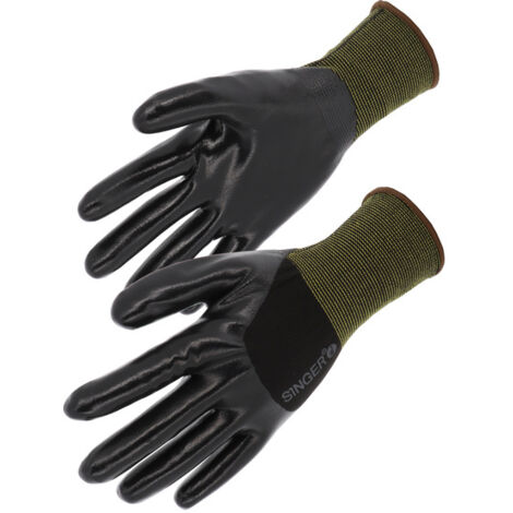 Gant nitrile lisse ¾ enduit Support polyamide- SINGER - NYM334NIB  T10