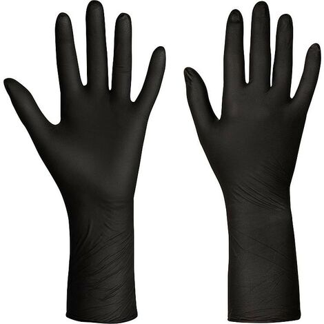 Gant nitrile noir SAFE LONG non poudré - lg 300 mm taille S - emballage 100 pces