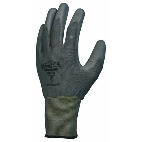10 gant nylon enduit polyurethane jauge 13 gris poignee elastique taille 9