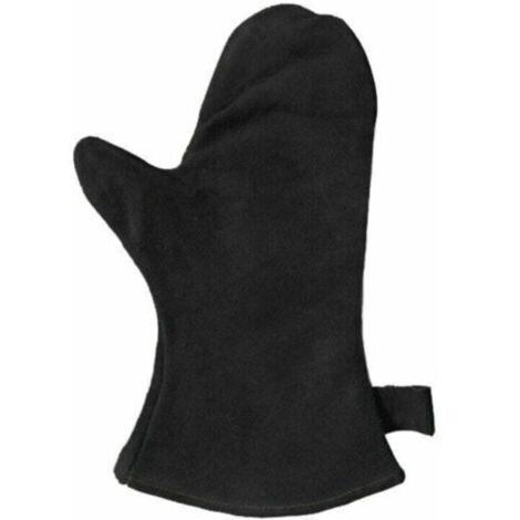 Gant pour cheminée avec Isolation Thermique, Gant en Cuir pour Four, Gant de Protection Ignifuge, Gant pour Barbecue, Gant en Cuir résistant à la Chaleur, Noir