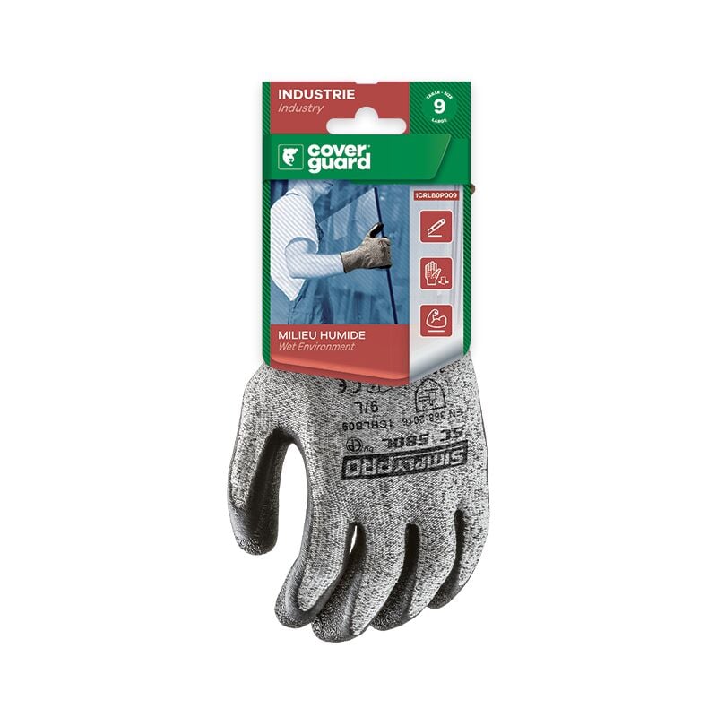 Gants anti-coupure paume enduite latex noir simply pro SC580L Taille 10 - Lot de 5