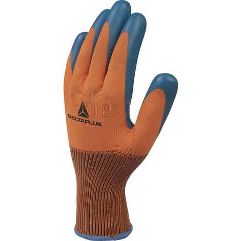 Gant tricot polyester paume latex protection mécanique orange XL