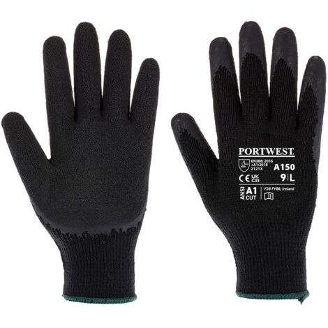 Gant tricoté enduit Latex Classique couleur : Noir taille L - PORTWEST