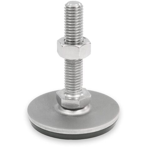 Ganter Norm elementi GN 41 – 40-D3 M10 – 80 SK – Acciaio Inox Piedini di livellamento  Gomma aufvulka nisiert, Argento