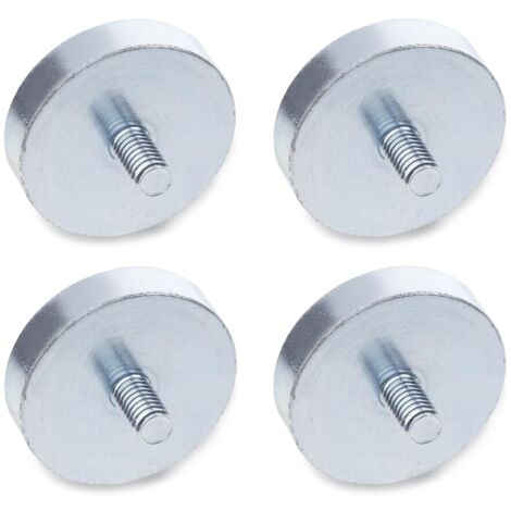 Ganter Norm elementi GN 50.3-10 ND M4 – Halte Magnete con filettatura esterna, argento, 4 pezzi