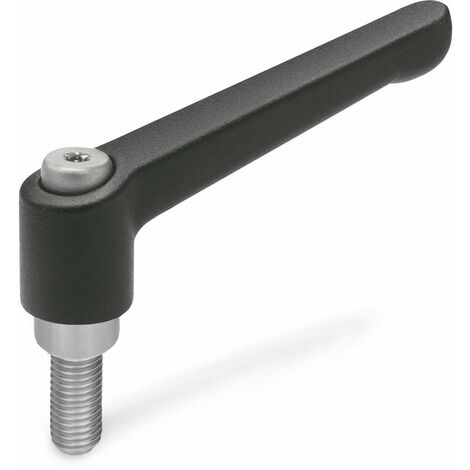 Ganter Norm elementi regolabili leva di bloccaggio in acciaio con vite filettata, Nero, strukturmatt, GN 300.1 – 63 M8 – 32-SW