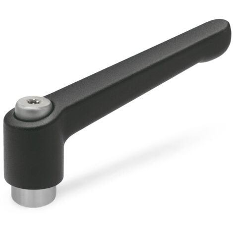 Ganter Normelemente GN 300,1-45-M6-SW 1-45 M6 SW leve di bloccaggio regolabile con acciaio inox Boccola filettata, rivestimento strutturato, nero, lunghezza della maniglia: 45mm filettatura: M6