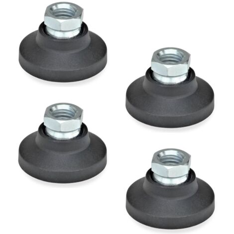 Ganter Normelemente GN 343.3-40-M12-A 3-40-M12-A-Piedini snodati con boccola filettata, Nero, Gewinde d2: M12, Set di 4 Pezzi