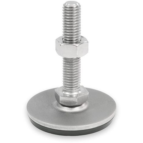 Ganter Normelemente GN 41-40-M8-50-D3-SK Piedini Regolabili in Acciaio Inox vulcanizzato, Argento, Gewinde d2: M8X50