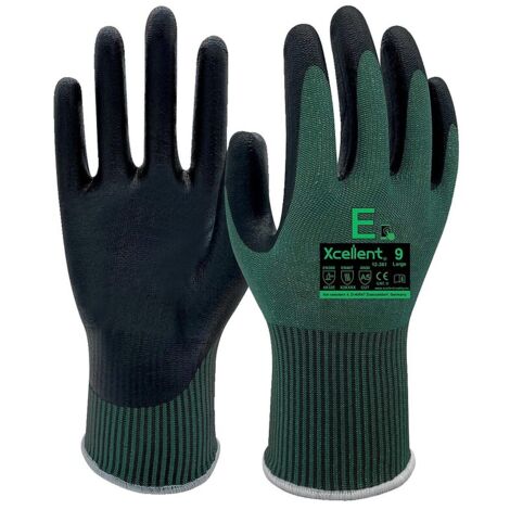 Gants 12-361 Enduction nitrile Jauge 13 anticoupure E vert taille 7- sachet de 12 paires - XCELLENT