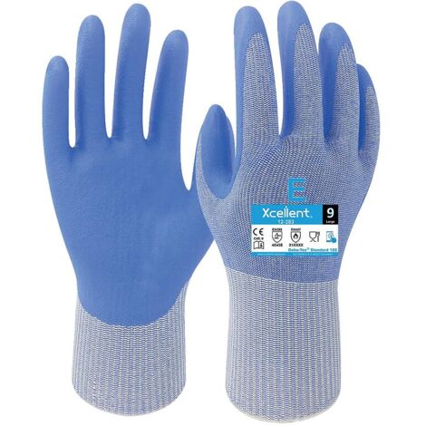 Gants 12-383 POLYESTER/NITRILE Jauge 13 anticoupure E bleu taille 8- la paire - XCELLENT