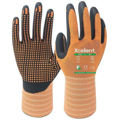 Gants 3006 NYLON/NITRILE Jauge 15 Dextérité grip haute visibilité orange taille 11 - la paire - XCELLENT