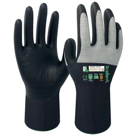 Gants 3030 POLYAMIDE CARBON/NITRILE Jauge 15 Dextérité grip noir/blanc taille 10- sachet de 12 paires - XCELLENT