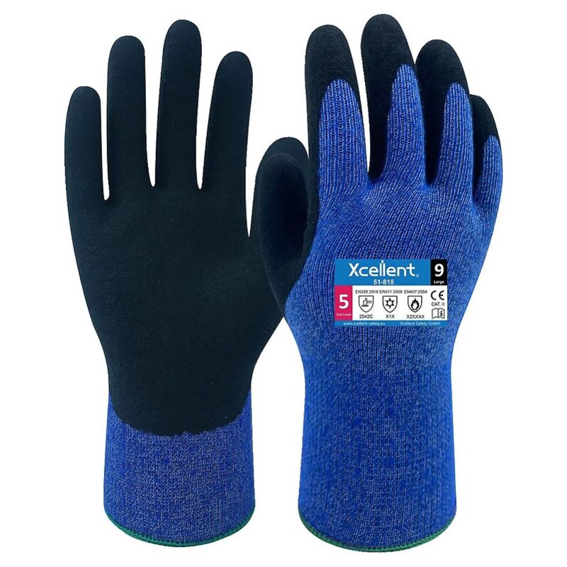 Gants 51-818 pro Jauge 10 isolant chaud/froid et anticoupure bleu taille 9 - la paire Xcellent