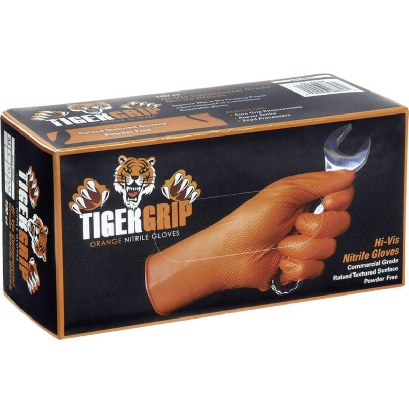 Tiger grip l 100 pc(s) Nitrile Gants à usage unique Taille: l en 374-2, en 374-3, en 455 - Kunzer