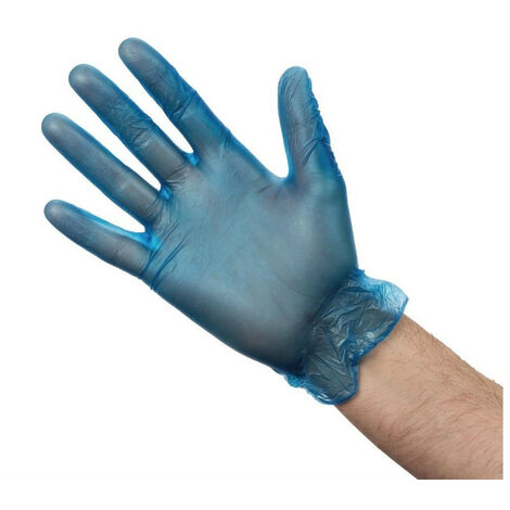 Gants Alimentaires en Vinyle Poudré Bleus Taille L - Lot de 100 - Bleu