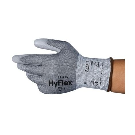 Gants Ansell HyFlex 11-755 taille 9, Résistant aux coupures, 1 Paire, Gris ( Prix pour 1 paire de 1 )