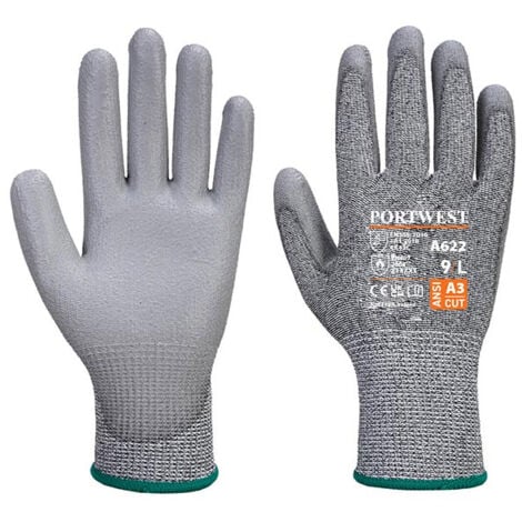 Gants anti-coupure paume PU coupure 5 Portwest A622 Gris 9