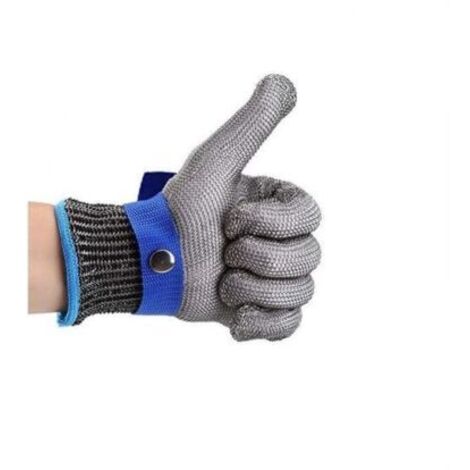 Gants anti-coupure XL en acier inoxydable – Protection niveau 5 – Boucle réglable – Confort en coton pour usage industriel