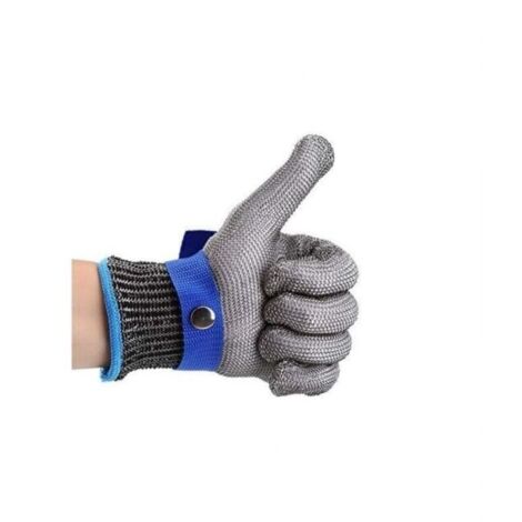 Gants anti-coupure XL en acier inoxydable – Protection niveau 5 – Boucle réglable – Confort en coton pour usage industriel