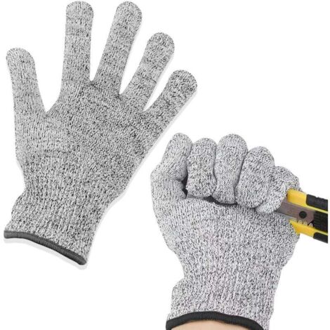 Gants Anti-coupures Protection de niveau 5 pour la coupe, la cuisson, le travail dans les jardins, la sculpture sur bois GL02 M（Taille L）