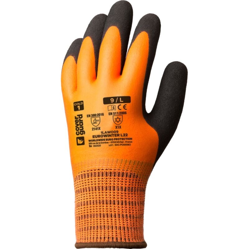 Lot de 5 - Gants eurowinter L22 fourré acryl double enduction latex Taille 11