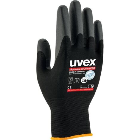 Gants antistatiques Uvex taille 12, XXXL, Sécurité ESD, Noir ( Prix pour 1 paire )