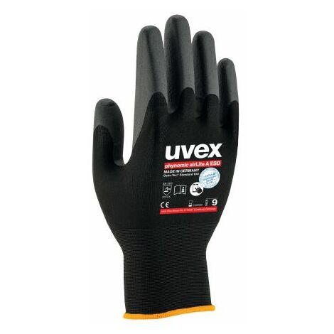 Gants antistatiques Uvex taille 6, S, Sécurité ESD, Noir ( Prix pour 1 paire )