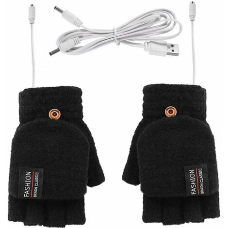 Gants chauffants d'hiver température réglable gants de vélo de moto USB gants de ski chauffants électriques hommes conducteur 1 pièces (noir)