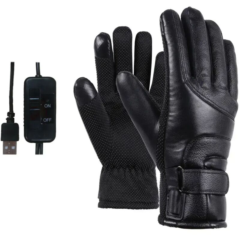 Gants chauffants électriques pour hommes et femmes (température réglable), gants chauffants rechargeables par USB, gants chauffants électriques