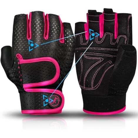 Gants D Entrainement - Protection Paume Gel 3 mm - Soutien Poignet Ajustable - Design Ventilé 3/4 Doigts - Pour Musculation, Rame, Cyclisme, Tirage - Par Paire