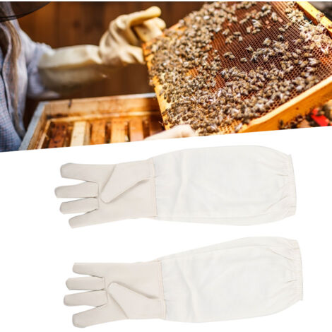 Gants d'Apiculteur Protection Bras Longs Anti-Piqûres Taille XL Blanc