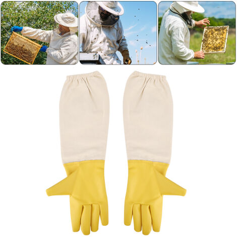 Gants d'Apiculture Anti-Piqûres Taille XXL avec Manches Longues et Poignets Serrés