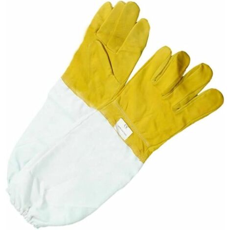 Gants d'apiculture en cuir de chèvre et toile avec manches longues ventilées, durables, gants de protection, accessoires d'apiculture, outils apiculture, équipement d'apiculture, taille L