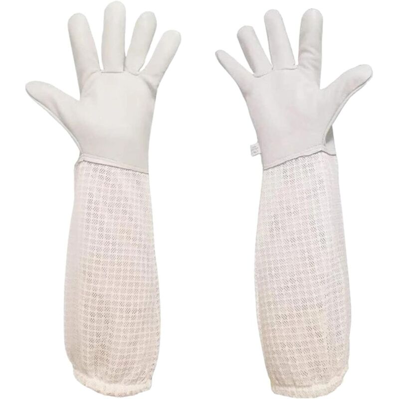 Gants d'apiculture Gants Abeilles Gants Protégés Apiculteur Gants d'apiculture avec Manches Poignets élastiques, Gants d'apiculture en chèvre Gants